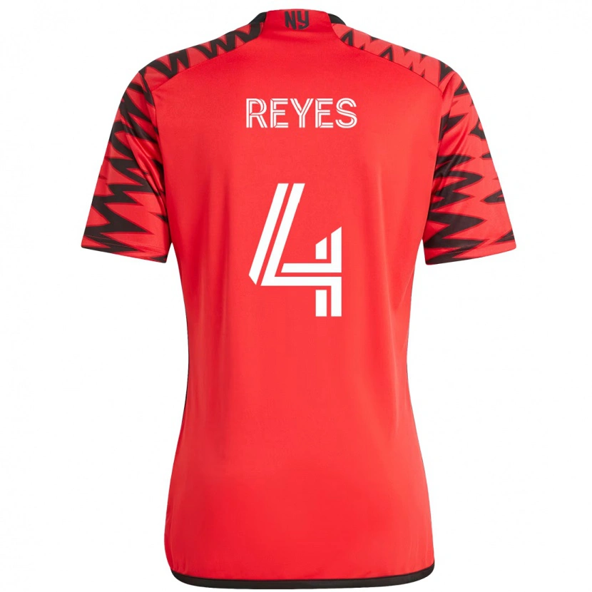 Danxen Uomo Maglia Andrés Reyes #4 Rosso Nero Kit Gara Home 2025/26 Maglietta