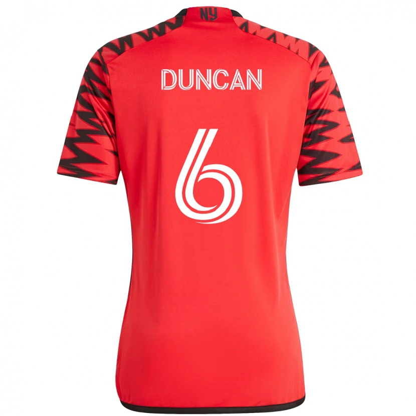 Danxen Uomo Maglia Kyle Duncan #6 Rosso Nero Kit Gara Home 2025/26 Maglietta