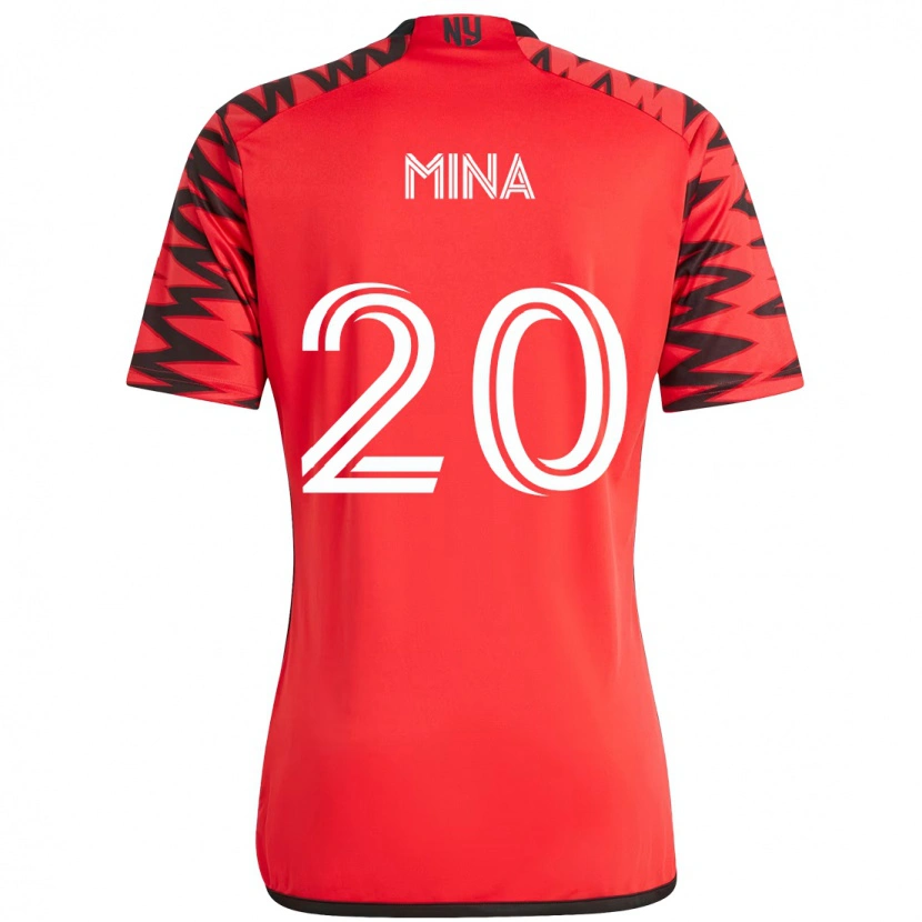 Danxen Uomo Maglia Juan Mina #20 Rosso Nero Kit Gara Home 2025/26 Maglietta