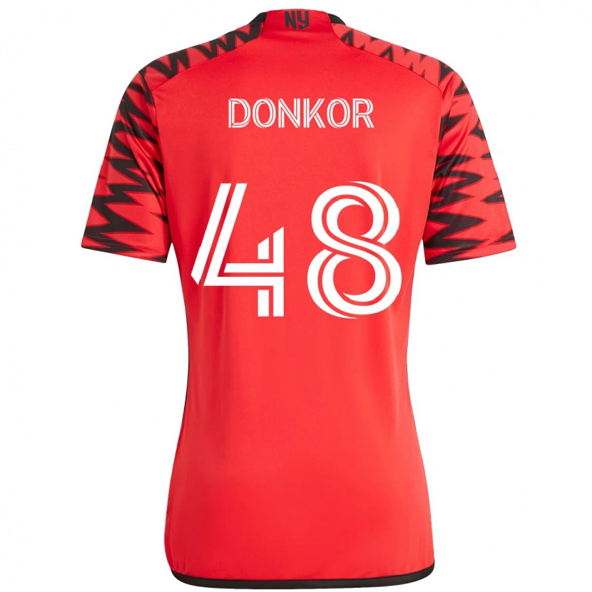 Danxen Uomo Maglia Ronald Donkor #48 Rosso Nero Kit Gara Home 2025/26 Maglietta