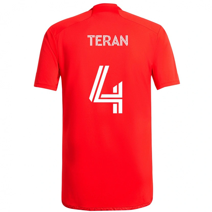 Danxen Uomo Maglia Carlos Terán #4 Rosso Bianco Kit Gara Home 2025/26 Maglietta