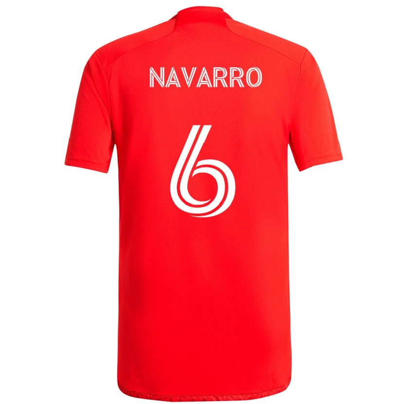 Danxen Uomo Maglia Miguel Navarro #6 Rosso Bianco Kit Gara Home 2025/26 Maglietta