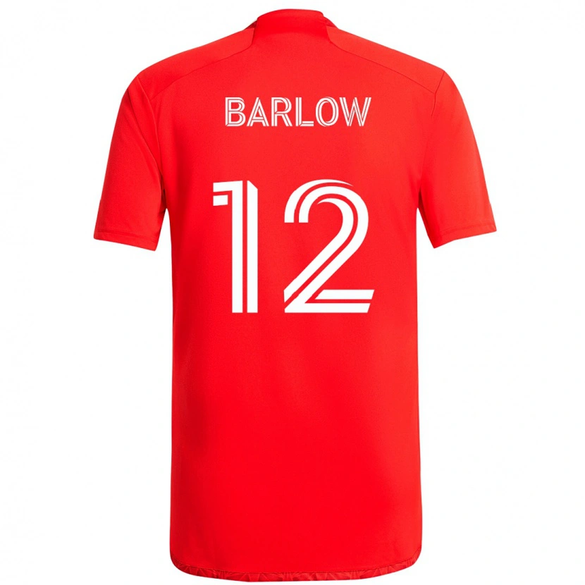 Danxen Uomo Maglia Tom Barlow #12 Rosso Bianco Kit Gara Home 2025/26 Maglietta