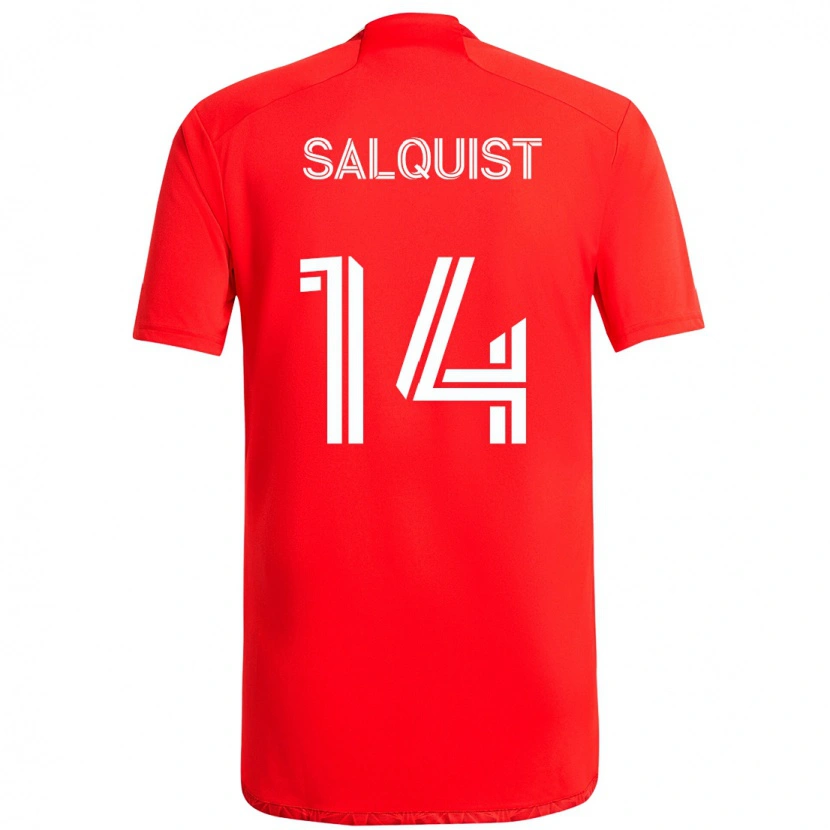 Danxen Uomo Maglia Tobias Salquist #14 Rosso Bianco Kit Gara Home 2025/26 Maglietta