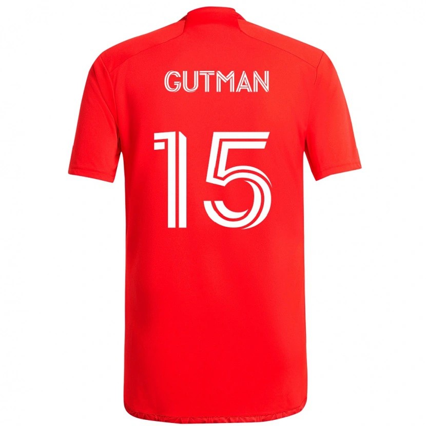 Danxen Uomo Maglia Andrew Gutman #15 Rosso Bianco Kit Gara Home 2025/26 Maglietta