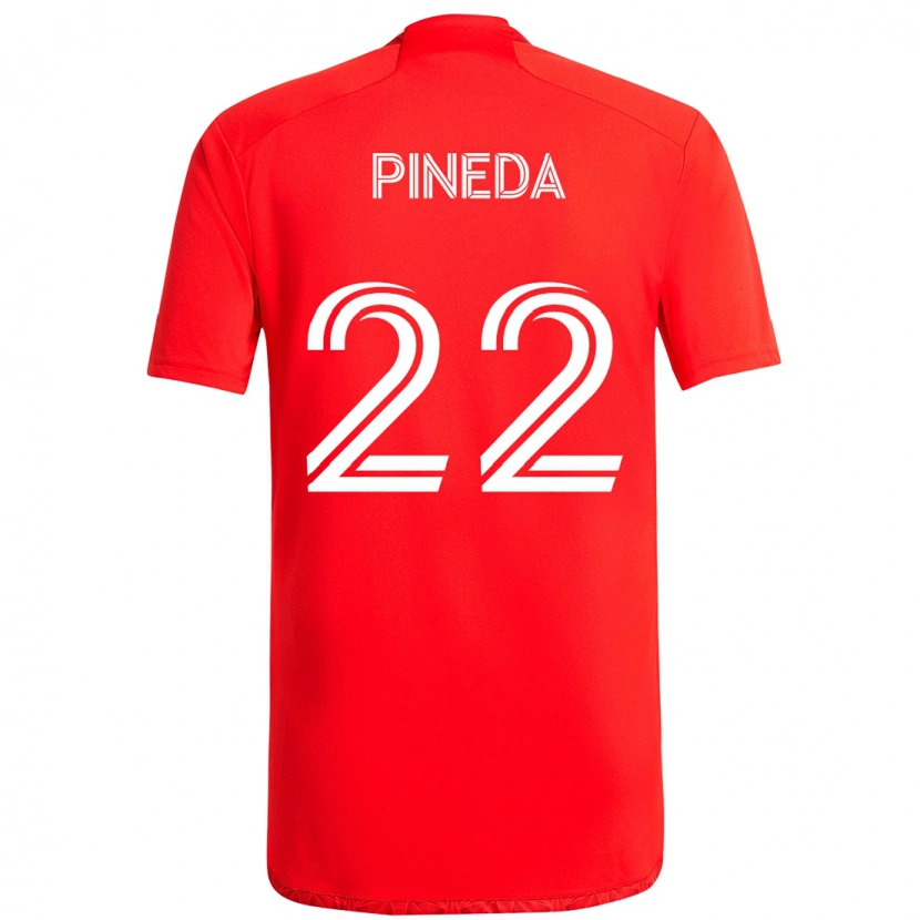 Danxen Uomo Maglia Mauricio Pineda #22 Rosso Bianco Kit Gara Home 2025/26 Maglietta