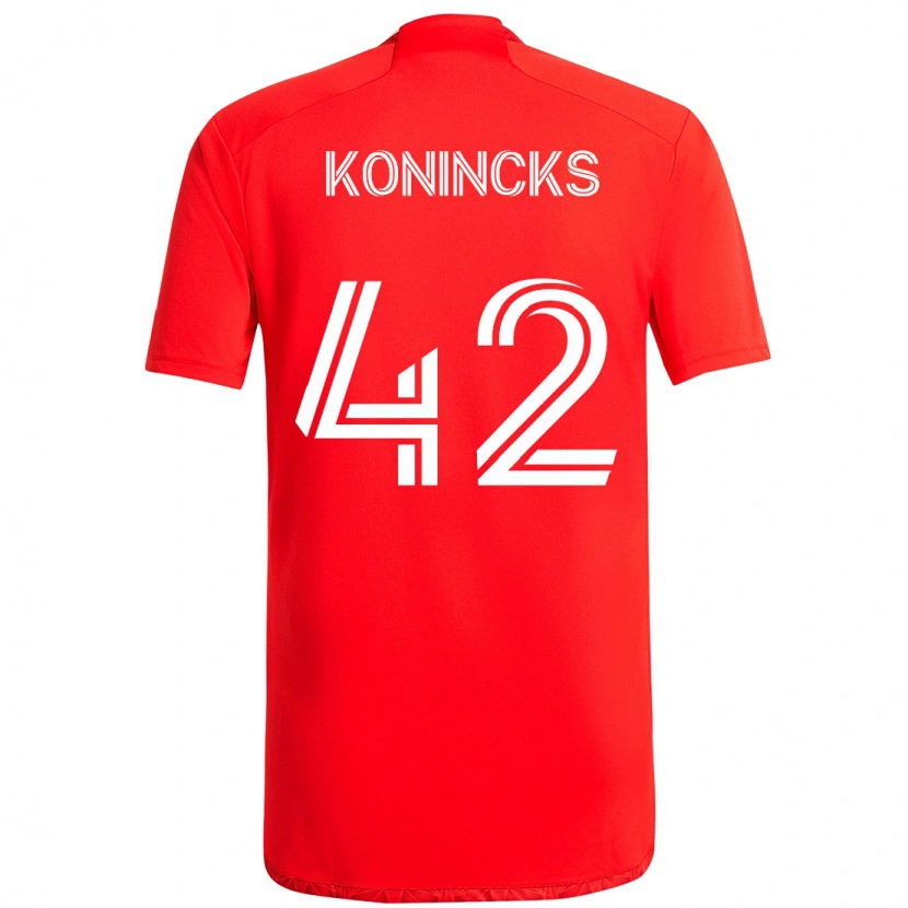 Danxen Uomo Maglia Diego Konincks #42 Rosso Bianco Kit Gara Home 2025/26 Maglietta