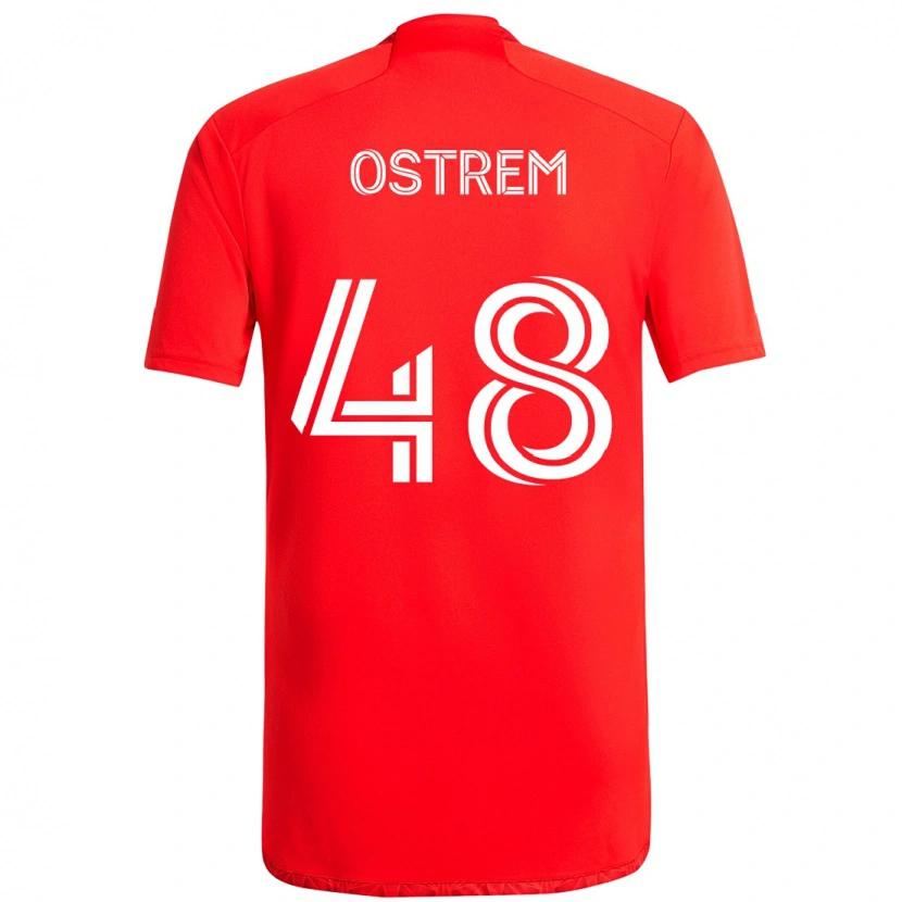 Danxen Uomo Maglia Charlie Ostrem #48 Rosso Bianco Kit Gara Home 2025/26 Maglietta