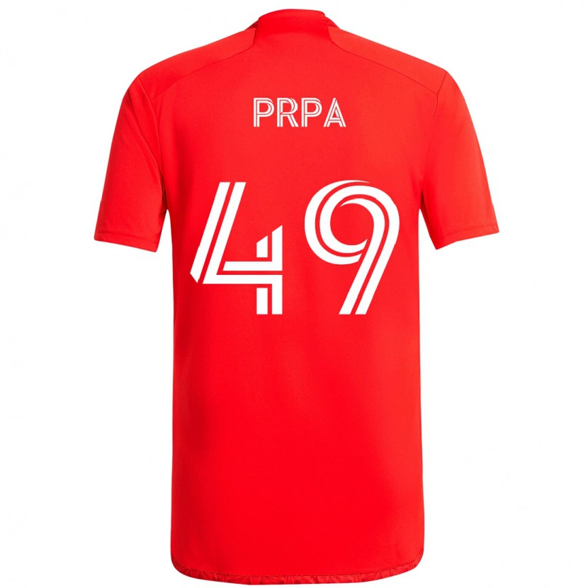 Danxen Uomo Maglia Luka Prpa #49 Rosso Bianco Kit Gara Home 2025/26 Maglietta