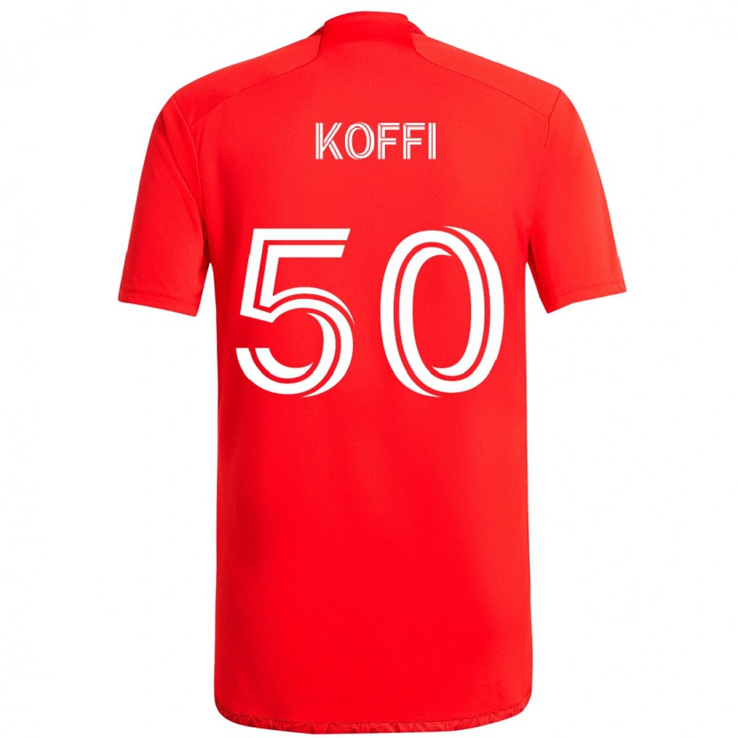 Danxen Uomo Maglia Christian Koffi #50 Rosso Bianco Kit Gara Home 2025/26 Maglietta
