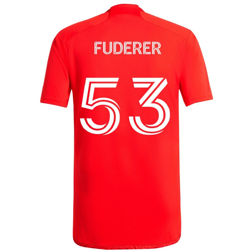 Danxen Uomo Maglia Jake Fuderer #53 Rosso Bianco Kit Gara Home 2025/26 Maglietta