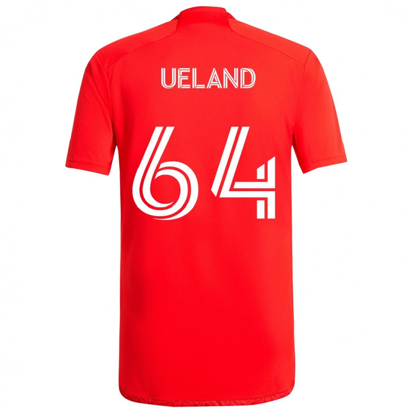 Danxen Uomo Maglia Andreas Ueland #64 Rosso Bianco Kit Gara Home 2025/26 Maglietta