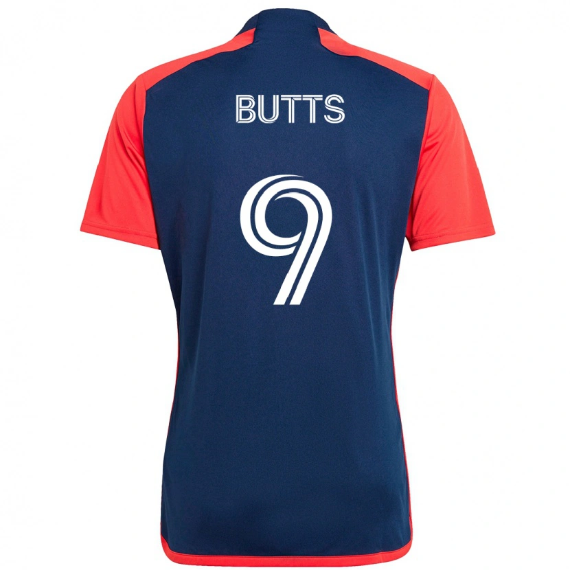 Danxen Uomo Maglia Liam Butts #9 Blu Rosso Kit Gara Home 2025/26 Maglietta