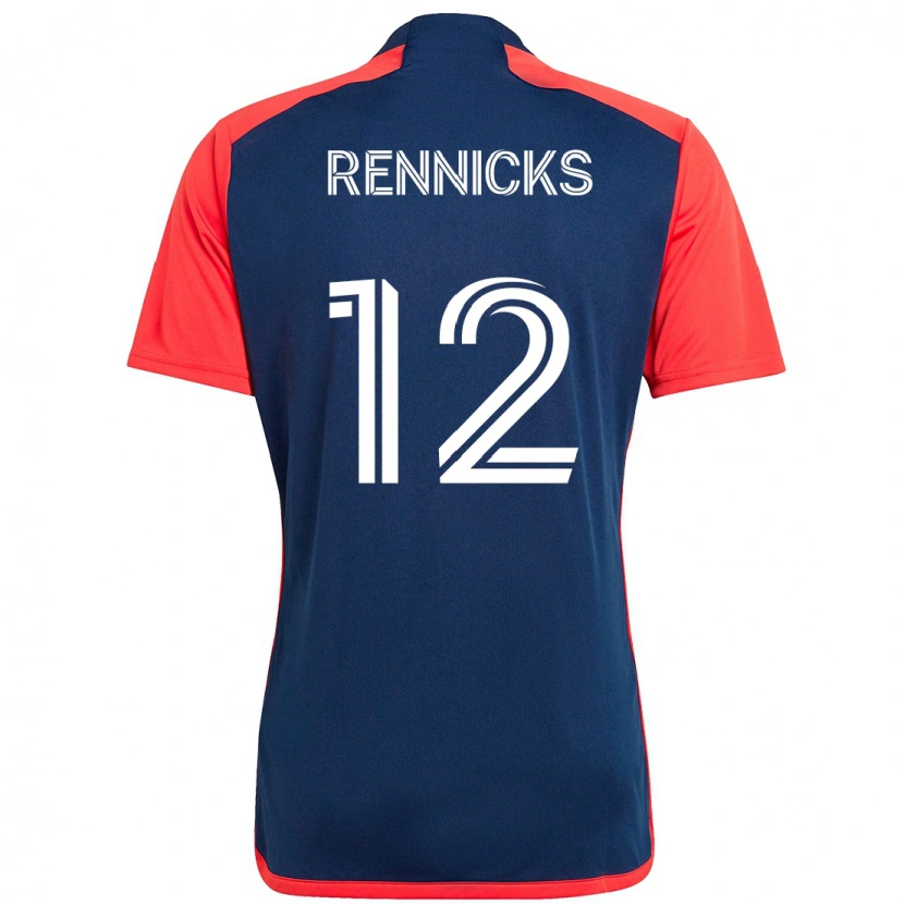 Danxen Uomo Maglia Justin Rennicks #12 Blu Rosso Kit Gara Home 2025/26 Maglietta