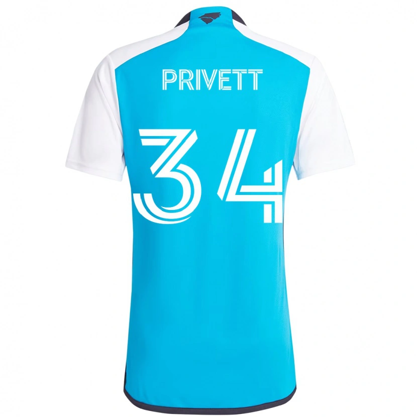 Danxen Uomo Maglia Andrew Privett #34 Azzurro Cielo Bianco Kit Gara Home 2025/26 Maglietta
