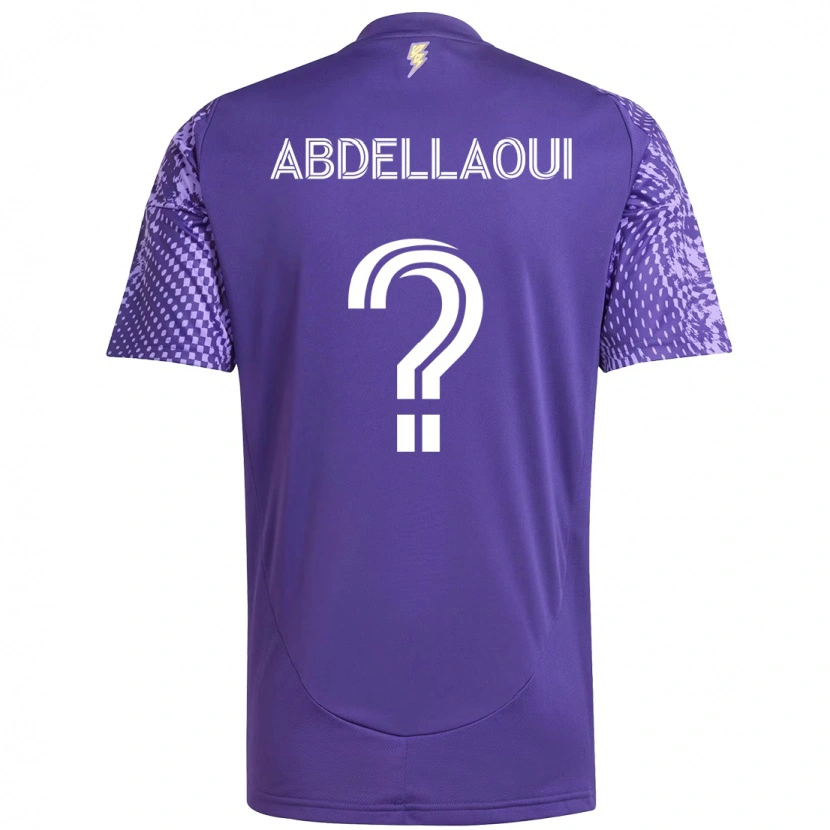 Danxen Uomo Maglia Noham Abdellaoui #0 Viola Bianco Kit Gara Home 2025/26 Maglietta