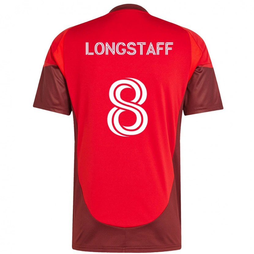 Danxen Uomo Maglia Matty Longstaff #8 Rosso Bianco Kit Gara Home 2025/26 Maglietta
