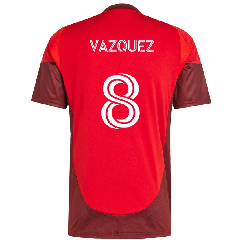 Danxen Uomo Maglia Víctor Vázquez #8 Rosso Bianco Kit Gara Home 2025/26 Maglietta