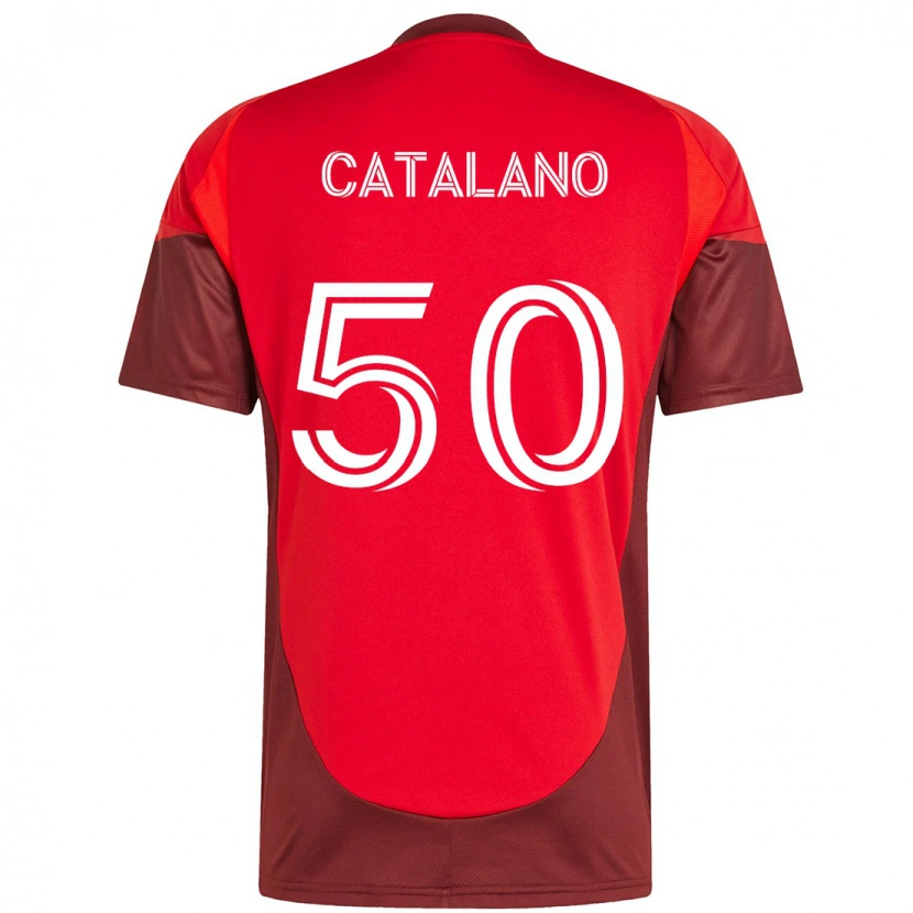 Danxen Uomo Maglia Gianluca Catalano #50 Rosso Bianco Kit Gara Home 2025/26 Maglietta