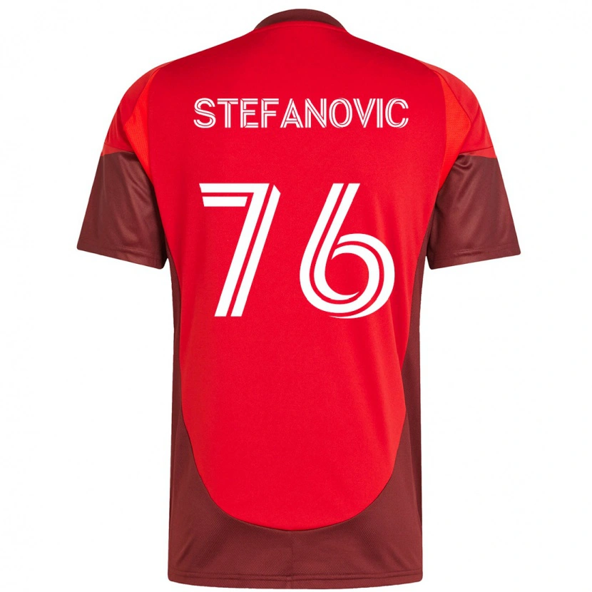 Danxen Uomo Maglia Lazar Stefanovic #76 Rosso Bianco Kit Gara Home 2025/26 Maglietta