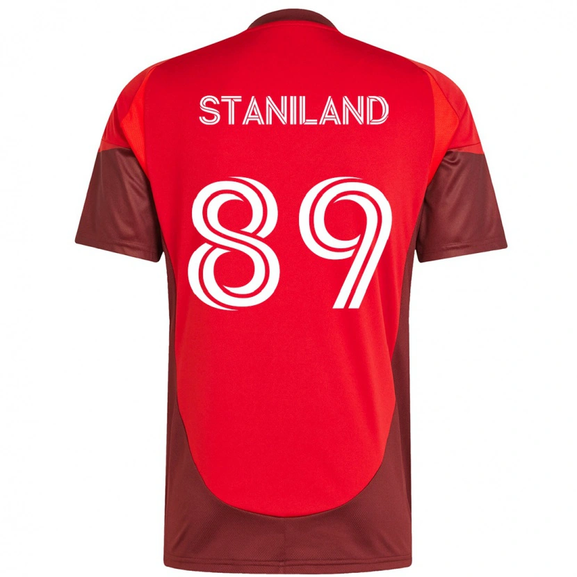 Danxen Uomo Maglia Charlie Staniland #89 Rosso Bianco Kit Gara Home 2025/26 Maglietta
