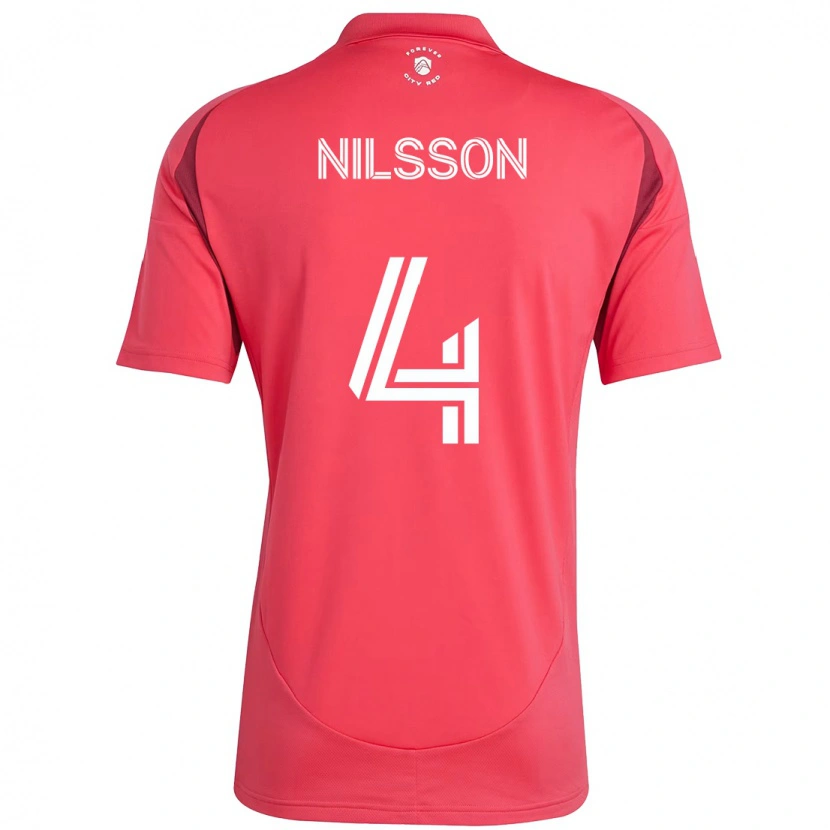 Danxen Uomo Maglia Joakim Nilsson #4 Magenta Bianco Kit Gara Home 2025/26 Maglietta