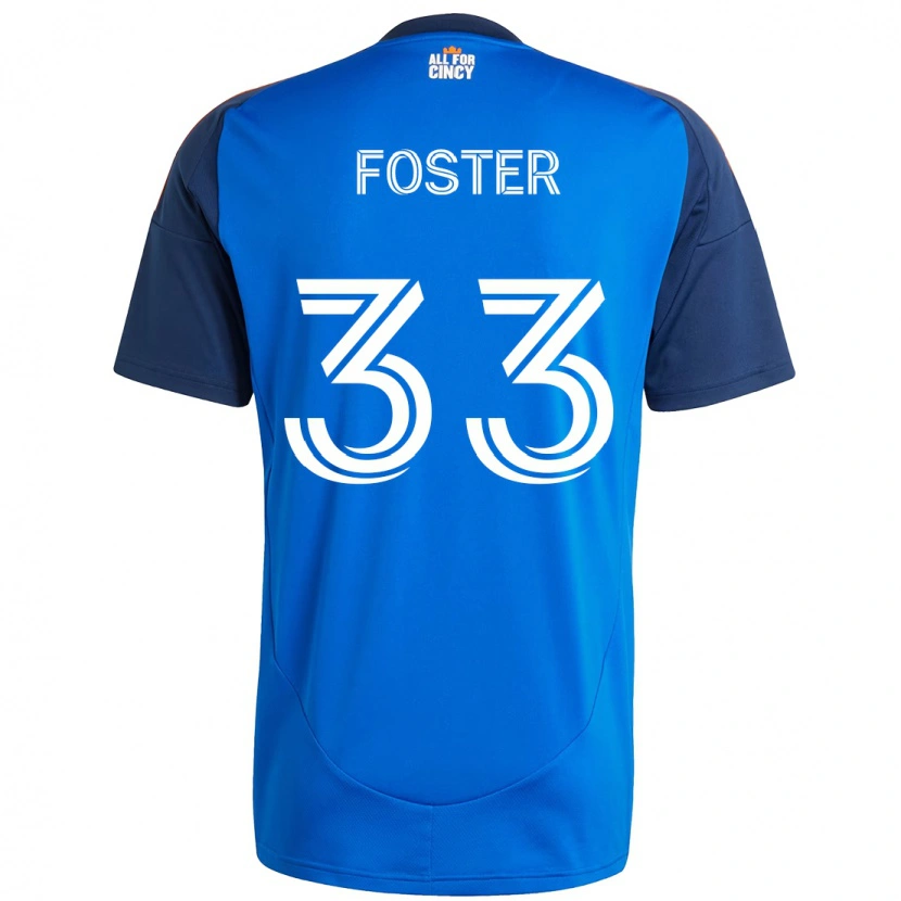 Danxen Uomo Maglia Isaiah Foster #33 Blu Scuro Arancione Kit Gara Home 2025/26 Maglietta