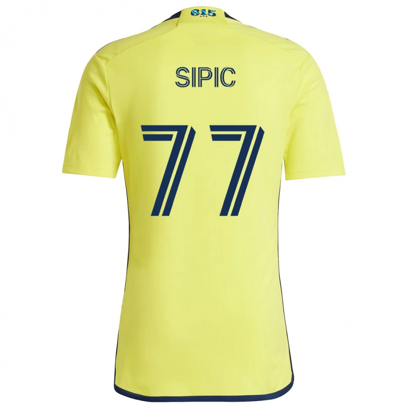 Danxen Uomo Maglia Adem Sipić #77 Giallo Blu Navy Kit Gara Home 2025/26 Maglietta