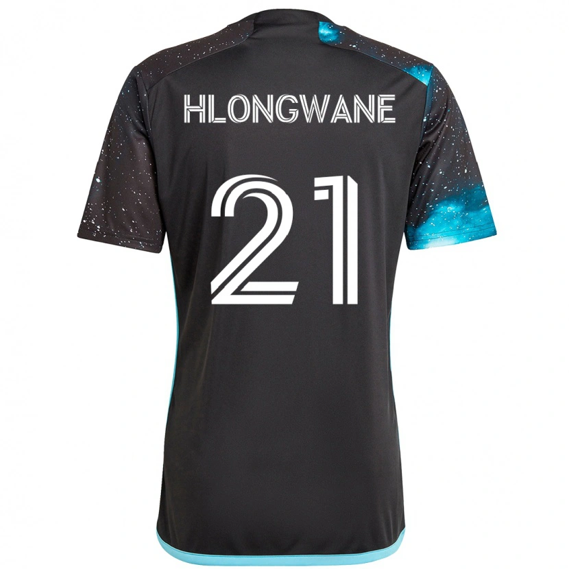 Danxen Uomo Maglia Bongokuhle Hlongwane #21 Nero Blu Kit Gara Home 2025/26 Maglietta