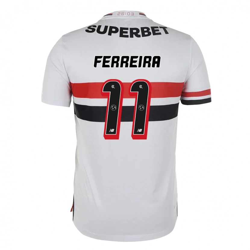 Danxen Uomo Maglia Ferreirinha #11 Rosso Nero Bianco Kit Gara Home 2025/26 Maglietta