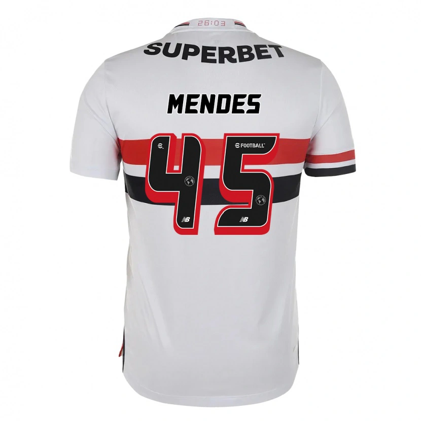 Danxen Uomo Maglia Nathan Mendes #45 Rosso Nero Bianco Kit Gara Home 2025/26 Maglietta