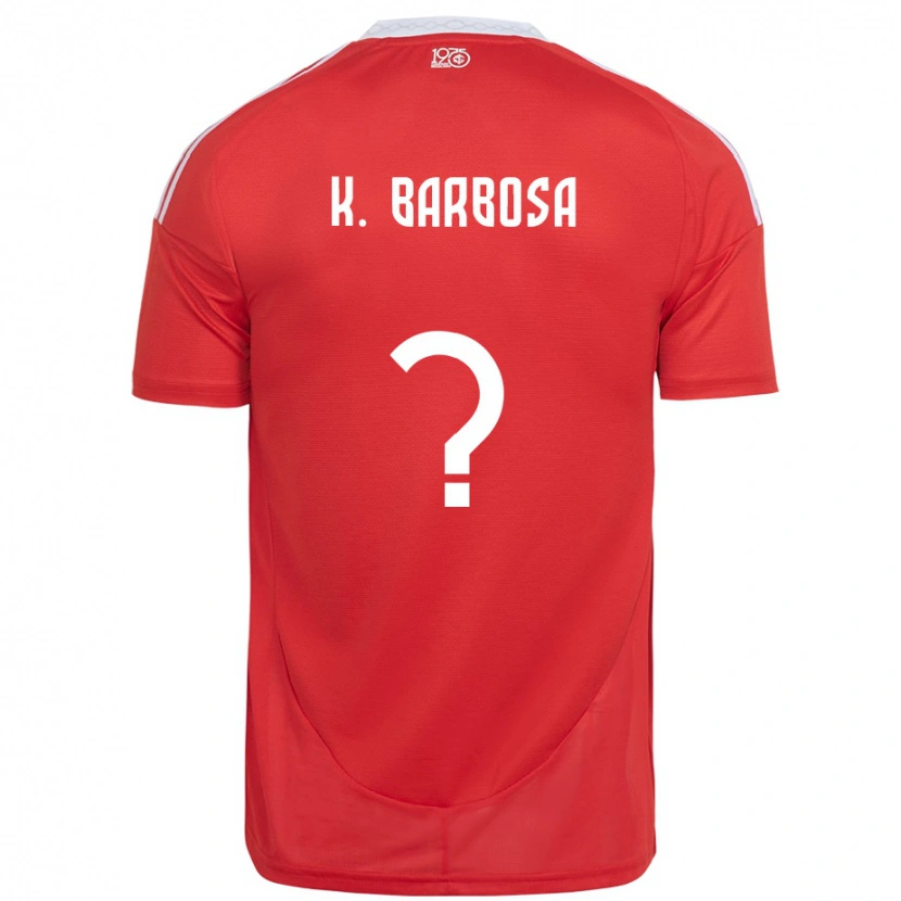 Danxen Uomo Maglia Kauã Barbosa #0 Rosso Bianco Kit Gara Home 2025/26 Maglietta