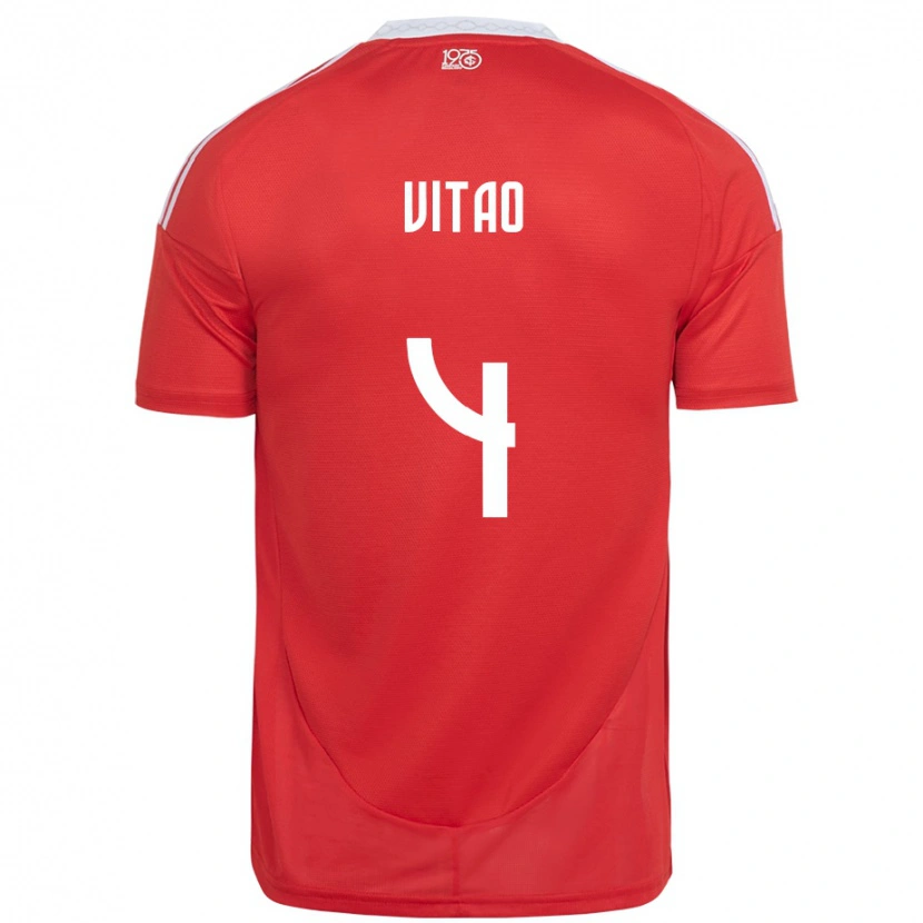 Danxen Uomo Maglia Vitão #4 Rosso Bianco Kit Gara Home 2025/26 Maglietta