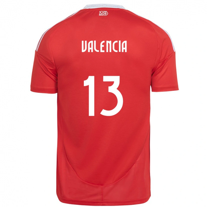 Danxen Uomo Maglia Enner Valencia #13 Rosso Bianco Kit Gara Home 2025/26 Maglietta