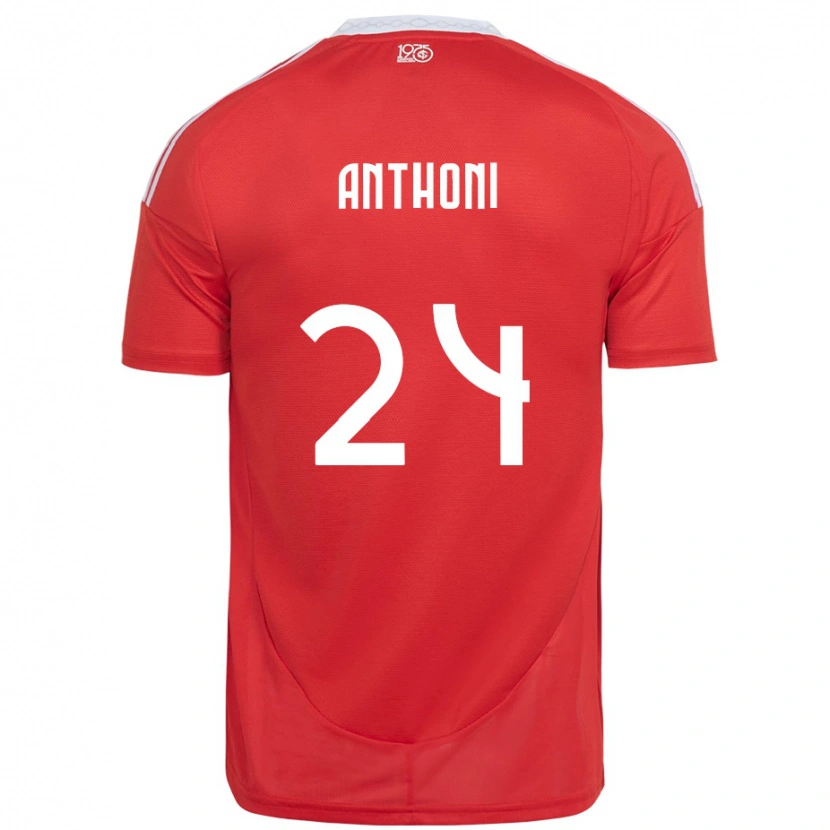 Danxen Uomo Maglia Anthoni #24 Rosso Bianco Kit Gara Home 2025/26 Maglietta
