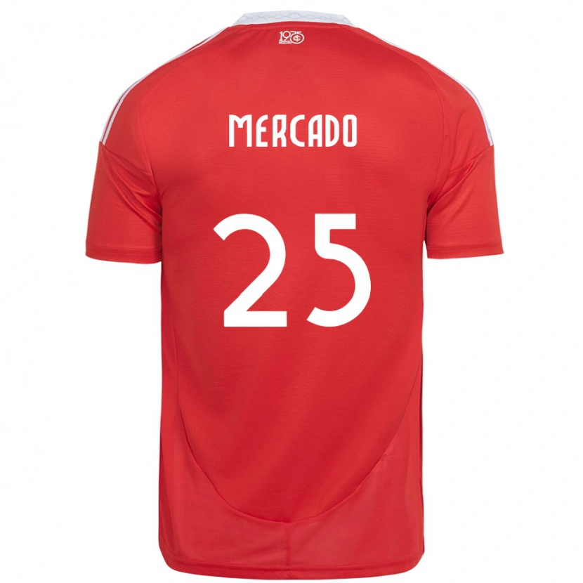 Danxen Uomo Maglia Gabriel Mercado #25 Rosso Bianco Kit Gara Home 2025/26 Maglietta