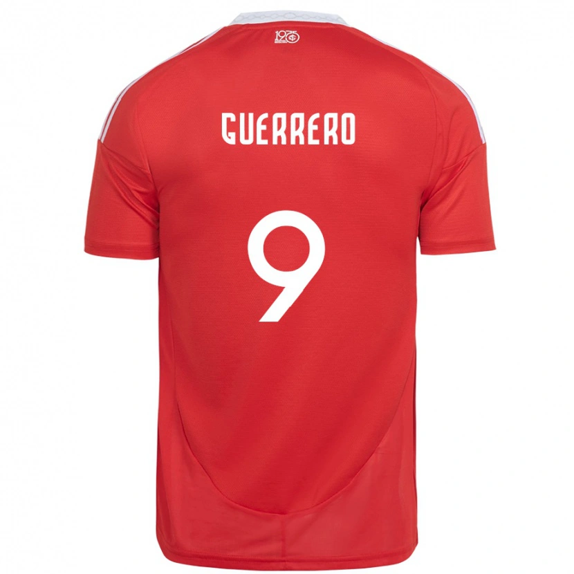 Danxen Uomo Maglia Paolo Guerrero #9 Rosso Bianco Kit Gara Home 2025/26 Maglietta