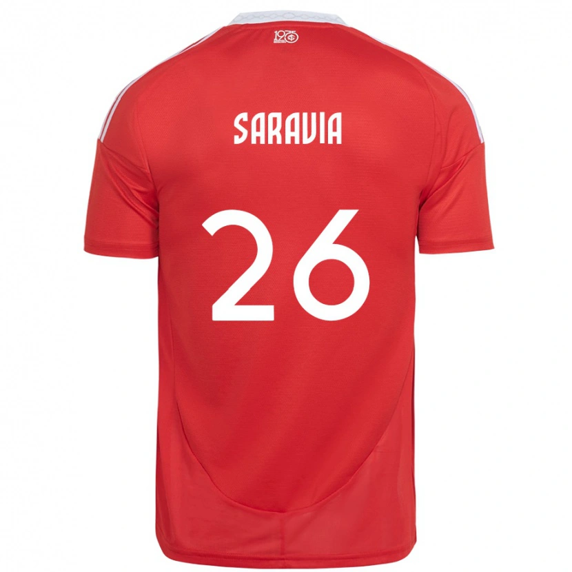 Danxen Uomo Maglia Saravia #26 Rosso Bianco Kit Gara Home 2025/26 Maglietta