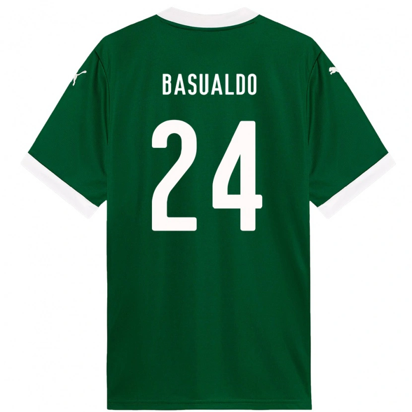 Danxen Uomo Maglia Luis Basualdo #24 Verde Bianco Kit Gara Home 2025/26 Maglietta