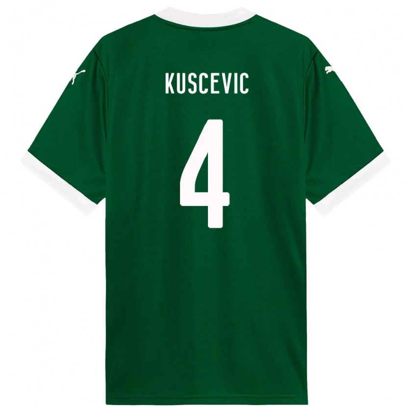 Danxen Uomo Maglia Benjamin Kuscevic #4 Verde Bianco Kit Gara Home 2025/26 Maglietta