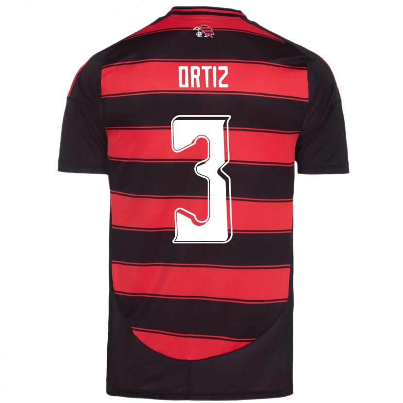 Danxen Uomo Maglia Léo Ortiz #3 Rosso Nero Kit Gara Home 2025/26 Maglietta
