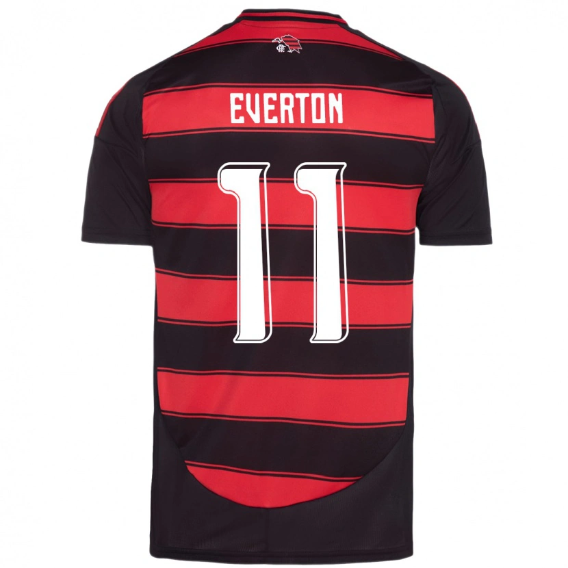 Danxen Uomo Maglia Everton #11 Rosso Nero Kit Gara Home 2025/26 Maglietta