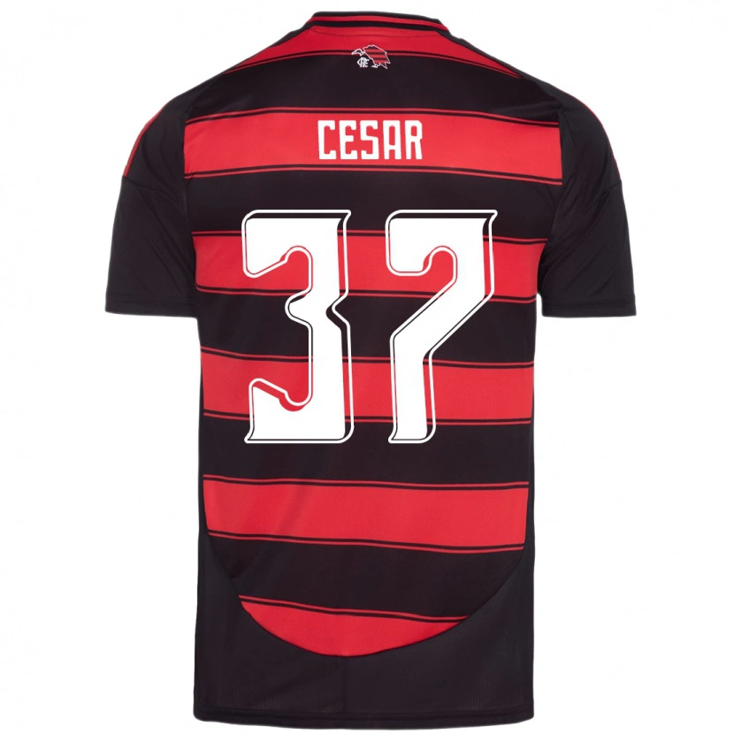Danxen Uomo Maglia Cesar #37 Rosso Nero Kit Gara Home 2025/26 Maglietta