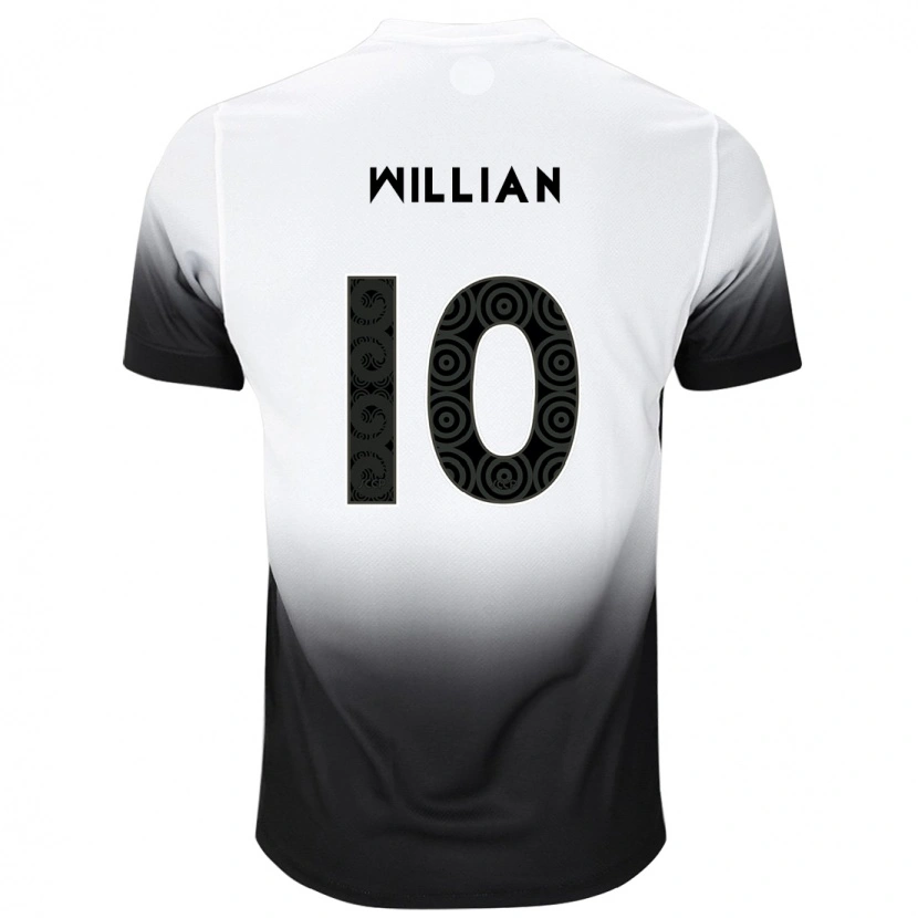 Danxen Uomo Maglia Willian #10 Bianco Nero Kit Gara Home 2025/26 Maglietta
