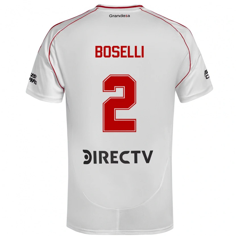 Danxen Uomo Maglia Sebastián Boselli #2 Bianco Rosso Kit Gara Home 2025/26 Maglietta