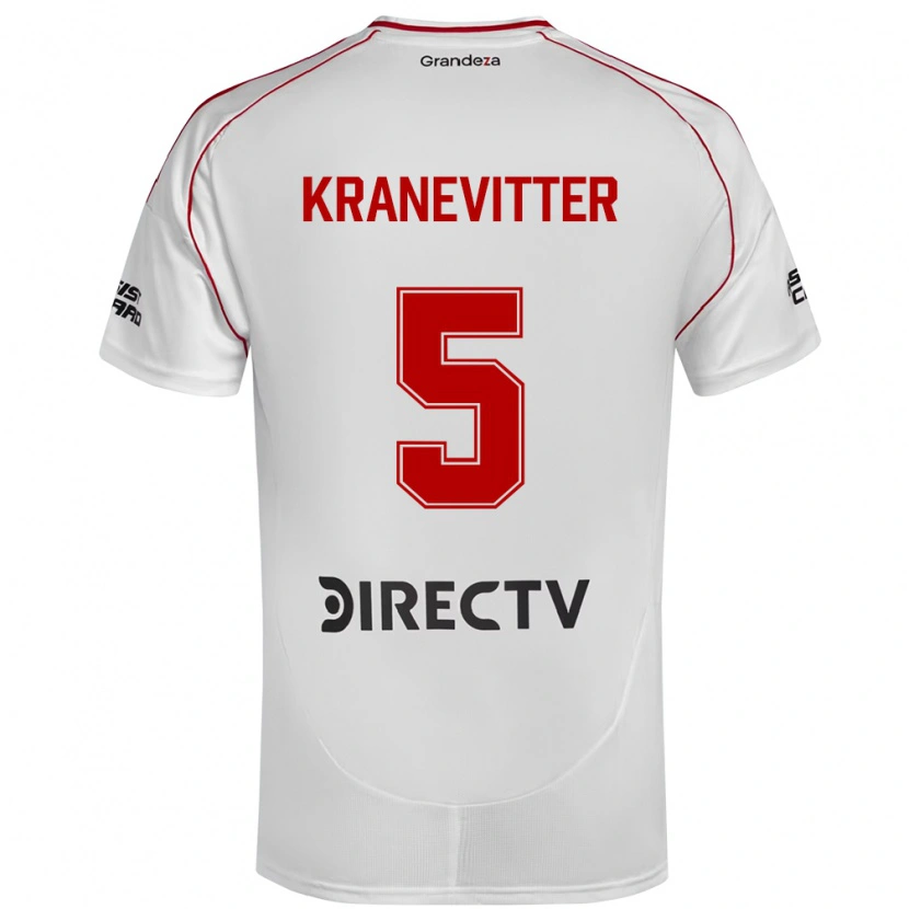 Danxen Uomo Maglia Matías Kranevitter #5 Bianco Rosso Kit Gara Home 2025/26 Maglietta
