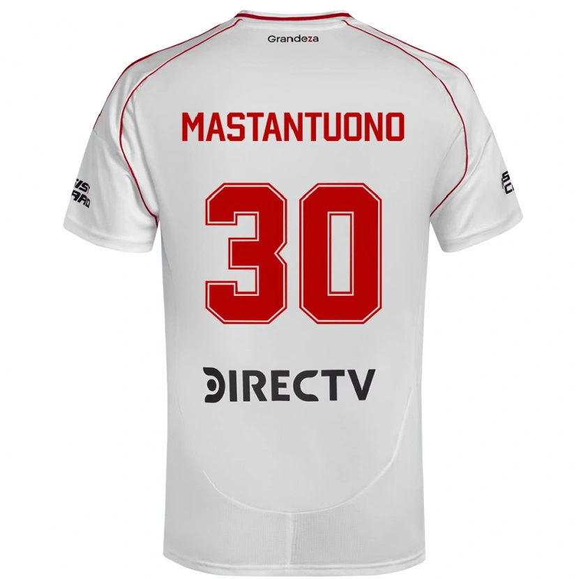 Danxen Uomo Maglia Franco Mastantuono #30 Bianco Rosso Kit Gara Home 2025/26 Maglietta