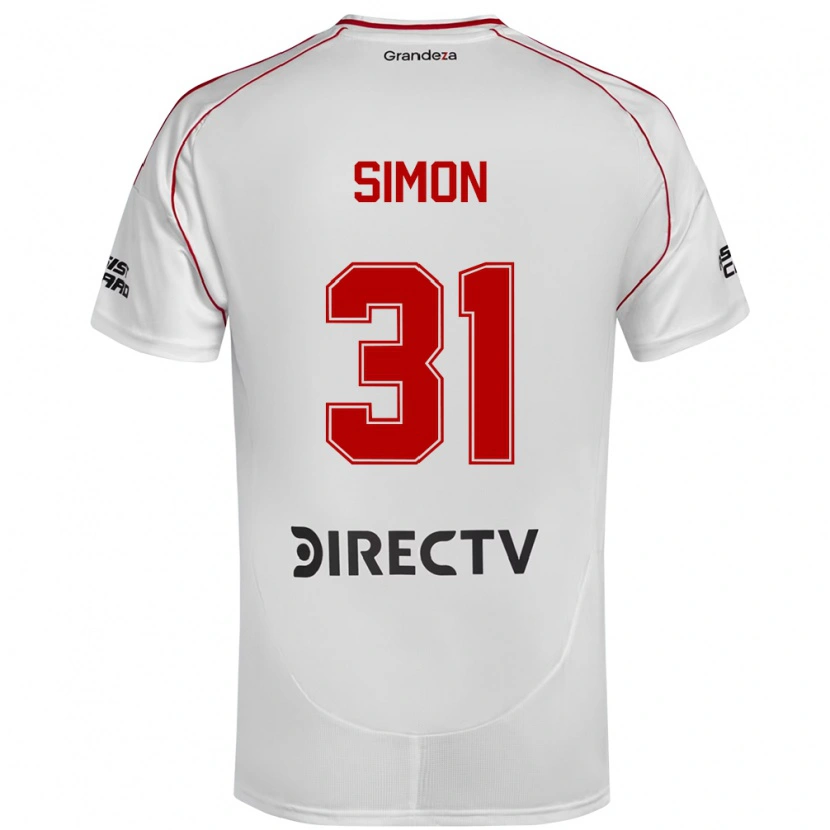 Danxen Uomo Maglia Santiago Simón #31 Bianco Rosso Kit Gara Home 2025/26 Maglietta