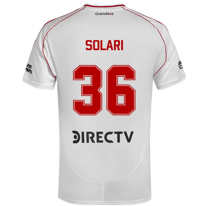 Danxen Uomo Maglia Pablo Solari #36 Bianco Rosso Kit Gara Home 2025/26 Maglietta