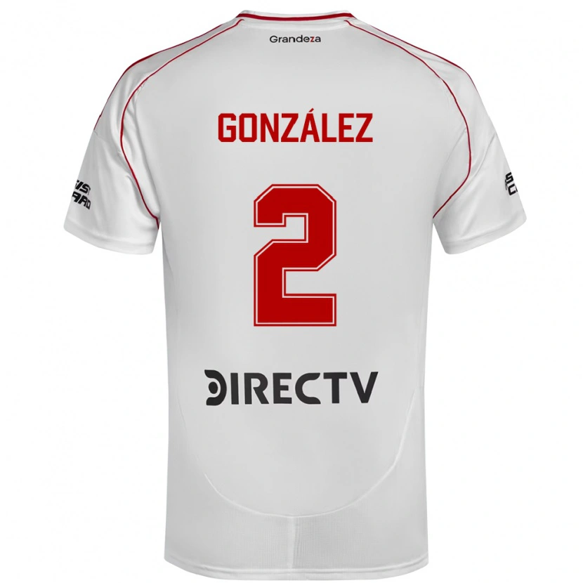 Danxen Uomo Maglia Giuliana González #2 Bianco Rosso Kit Gara Home 2025/26 Maglietta